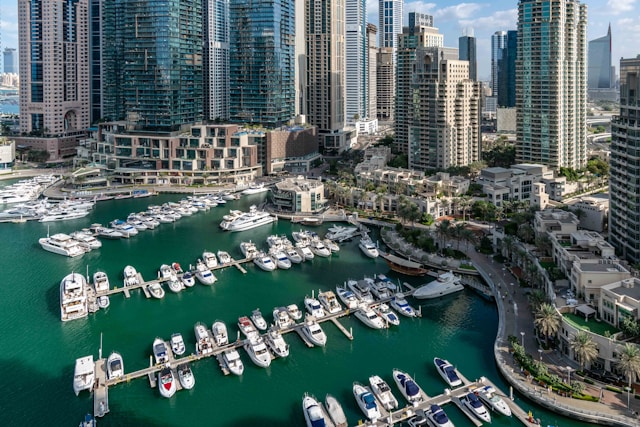 Dubai Marina waterfront and yacht club